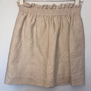 JCrew Casual Elastic-Waist Cream Linen Blend Skirt